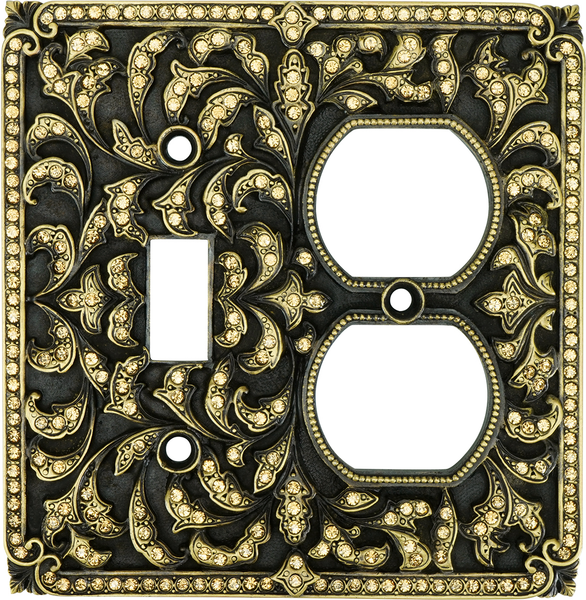 Switch Plates Double Outlet/ Single Toggle, Lt. Colorado Topaz Crystal 8002BB