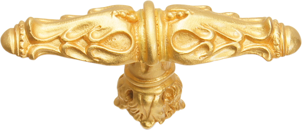 Acanthus leaves large knob Romanesque style with column base in Gilded Mercury. 1047-8