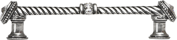 Caché 5'' cc large pull with end & center 7 rivoli Swarovski Clear Crystals in Chalice. 1200-9C