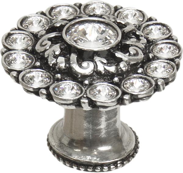 Caché large round multi crystals knob with flared foot with Swarovski Clear Crystals 1203B-9C