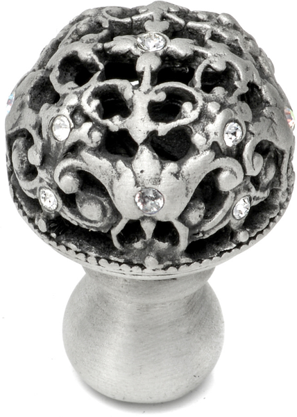 Juliane Grace medium knob full round with 13 Swarovski Clear Crystals in Satin. 139-11C