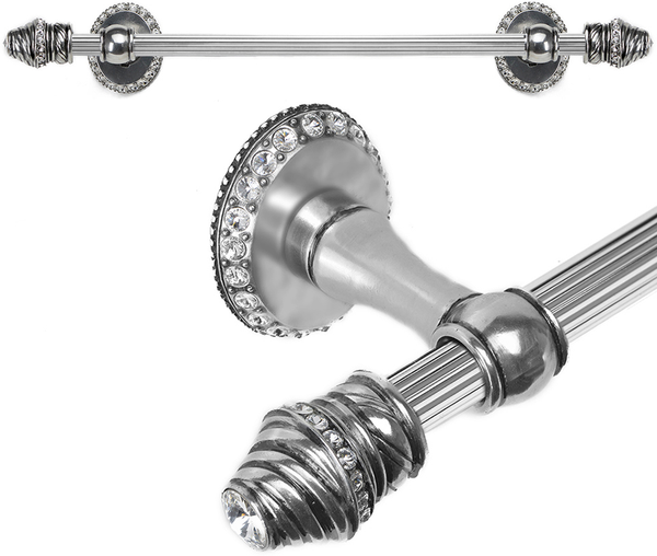Caché II 36'' cc towel bar with 80 rivoli Swarovski Clear Crystals with 5/8'' reeded center 1813R-9C