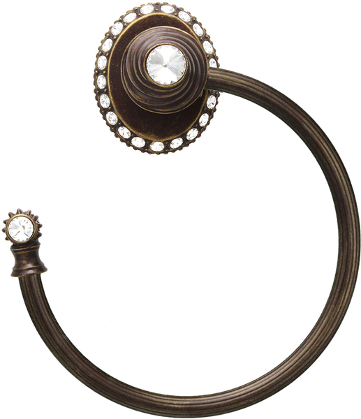 Caché ll large swing towel reeded ring left with 42 rivoli Swarovski Clear Crystals 1847R-3C