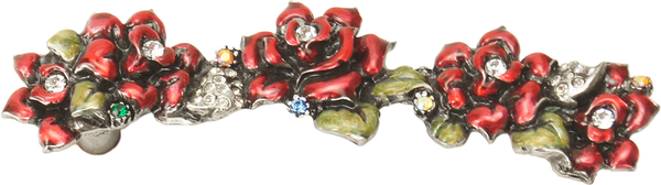 In The Garden Carpe Diem Chalice Rose 4'' cc pull w/ Swarovski Clear Crystals & Ruby Red Glaze 2958-9