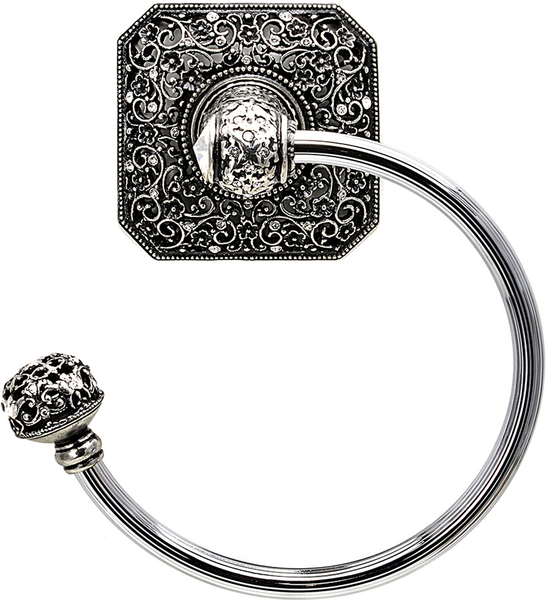 Juliane Grace swing towel reeded ring left with 131 Swarovski Clear Crystals 4058R-9C