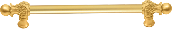 Acanthus 9'' cc with 5/8'' smooth center long pull Romanesque style in Gilded Mercury. 5551-8