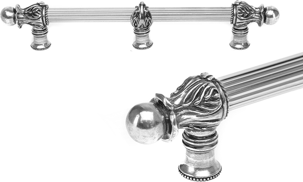 Acanthus 12'' cc with 5/8'' reeded center & center brace long pull Romanesque style in Chalice. 5557R-9