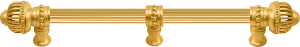 Cricket Cage 12'' cc with 5/8'' reeded center long pull & center brace large finial in Gilded Mercury. 5577R-8