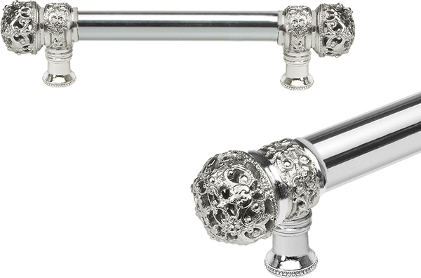 Juliane Grace 6'' cc with 5/8'' smooth center long pull small finial in Platinum. 5610-24