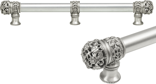 Juliane Grace 12'' cc with 5/8'' smooth center long pull & center brace small finial in Satin. 5617-11