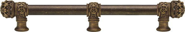 Juliane Grace 12'' cc with 5/8'' smooth center long pull & center brace small finial in Antique Brass. 5617-3