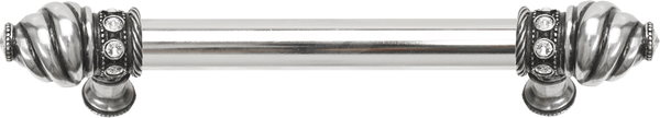 Caché 6'' cc with 5/8'' smooth center long pull with 16 rivoli Swarovski Clear Crystals in Chalice. 5670-9C