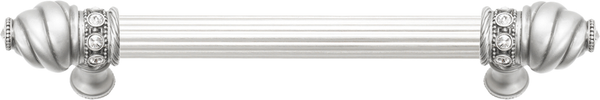 Caché 6'' cc with 5/8'' reeded center long pull with 16 rivoli Swarovski Clear Crystals in Satin 5670R-11C
