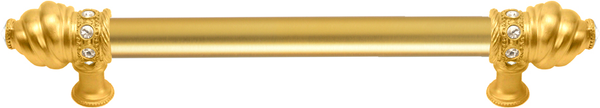 Caché 9'' cc with 5/8'' smooth center long pull with 16 rivoli Swarovski Clear Crystals in Gilded Mercury. 5671-8C