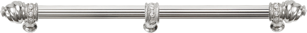 Caché 18'' cc with 5/8'' reeded center long pull & center brace with 16 rivoli Swarovski Clear Crystals in Platinum 5678R-24C