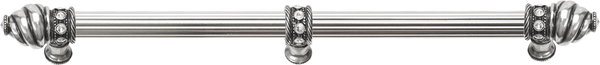 Caché 18'' cc with 5/8'' reeded center long pull & center brace with 16 rivoli Swarovski Clear Crystals in Chalice. 5678R-9C