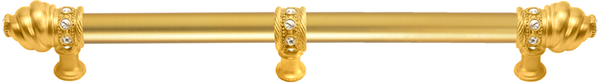 Caché 22'' cc with 5/8'' smooth center long pull & center brace with 16 rivoli Swarovski Clear Crystals in Gilded Mercury. 5679-8C