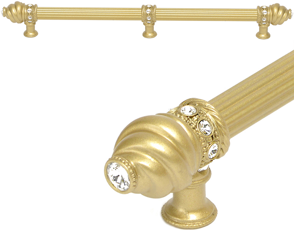 Caché 22'' cc with 5/8'' reeded center long pull & center brace with 16 rivoli Swarovski Clear Crystals in Soft Gold 5679R-27C