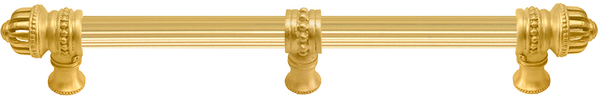 Cricket Cage 12'' cc with 5/8'' reeded center long pull & center brace large finial in Gilded Mercury. 5687R-8