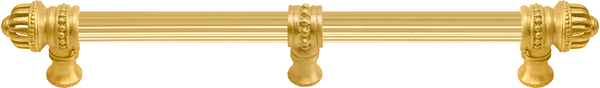 Cricket Cage 18'' cc with 5/8'' reeded center long pull & center brace large finial in Gilded Mercury. 5688R-8