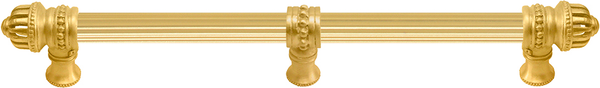 Cricket Cage 22'' cc with 5/8'' reeded center long pull & center brace large finial in Gilded Mercury. 5689R-8