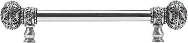 Juliane Grace 6'' cc with 5/8'' smooth center long pull large finial w/ 56 Swarovski Clear & Aurore Boreale Crystals 5690-9CAB