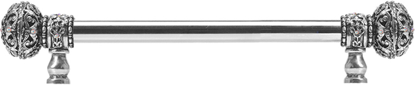 Juliane Grace 9'' cc with 5/8'' reeded center long pull large finial w/ 56 Swarovski Clear & Aurore Boreale Crystals 5691-9CAB