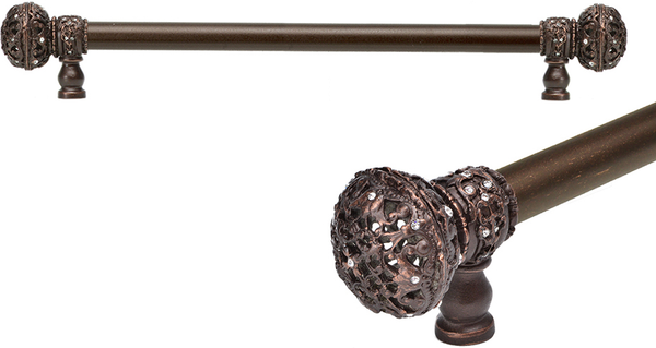 Juliane Grace 12'' ccwith 5/8'' smooth center long pull large finial w/ 56 Swarovski Clear Crystals 5692-22C