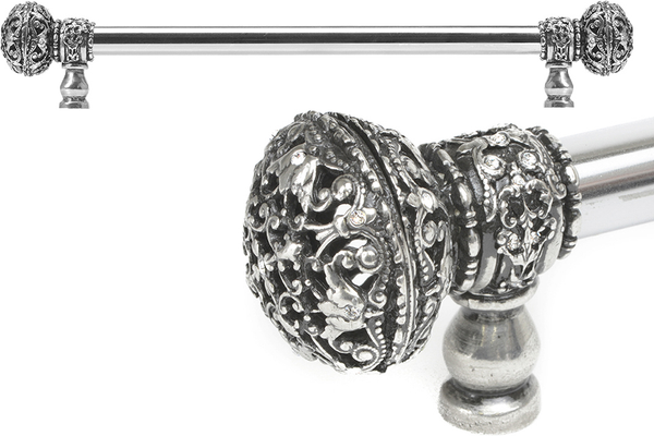 Juliane Grace 18'' cc with 5/8'' smooth center long pull large finial with Clear Swarovski crystals in Chalice. 5693-9C