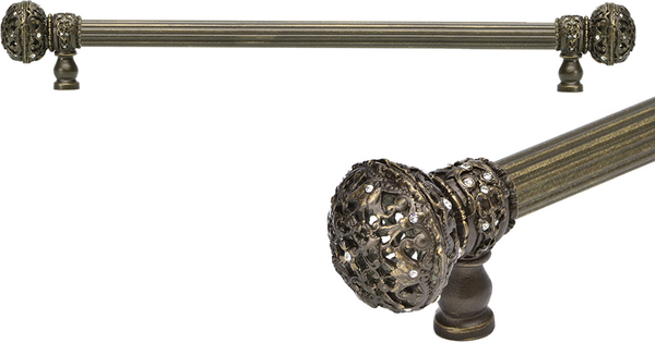 Juliane Grace 18'' cc with 5/8'' reeded center long pull large finial with Clear Swarovski crystals in Antique Brass. 5693R-3C