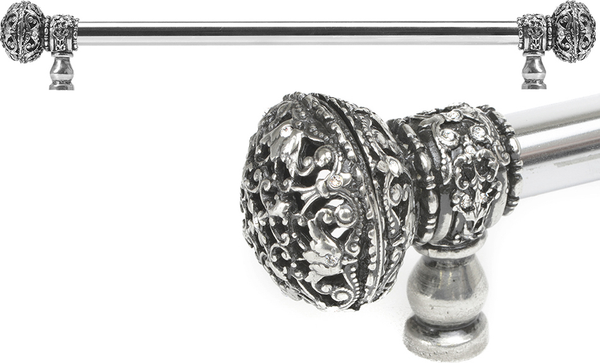 Juliane Grace 22'' cc with 5/8'' smooth center long pull large finial with Clear Swarovski crystals in Chalice. 5694-9C