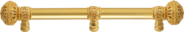 Juliane Grace 6'' cc with 5/8'' smooth center long pull & center brace large finial with Clear Swarovski crystals in Gilded Mercury. 5695-8C
