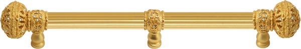 Juliane Grace 9'' cc with 5/8'' reeded center long pull & center brace large finial with Clear Swarovski crystals in Gilded Mercury. 5696R-8C