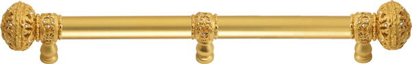 Juliane Grace 12'' cc with 5/8'' smooth center long pull & center brace large finial with Clear Swarovski crystals in Gilded Mercury. 5697-8C