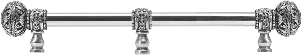 Juliane Grace 12'' ccwith 5/8'' smooth center long pull large finial w/ 65 Swarovski Clear & Aurore Boreale Crystals with center brace 5697-9CAB