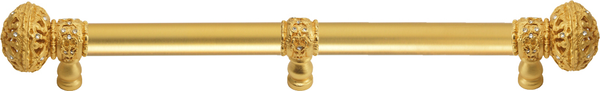 Juliane Grace 18'' cc with 5/8'' smooth center long pull & center brace large finial with Clear Swarovski crystals in Gilded Mercury. 5698-8C