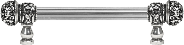 Juliane Grace 6'' cc with 5/8'' reeded center long pull small finial with clear Swarovski crystals in Chalice. 5700R-9C