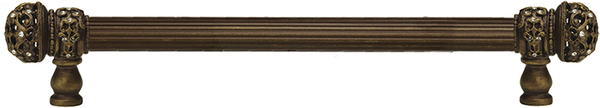 Juliane Grace 12'' cc with 5/8'' reeded center long pull small finial with clear Swarovski crystals in Antique Brass. 5702R-3C