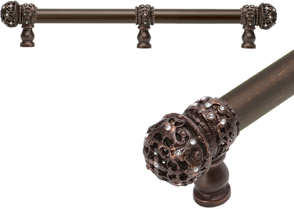 Juliane Grace 9'' cc with 5/8'' smooth center long pull small finial w/ 61 Swarovski Clear Crystals with center brace 5706-22C