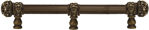 Juliane Grace 9'' cc with 5/8'' reeded center long pull & center brace small finial with clear Swarovski crystals in Antique Brass. 5706R-3C
