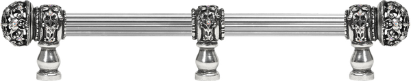 Juliane Grace 9'' cc with 5/8'' reeded center long pull small finial w/ 61 Swarovski Clear & Aurore Boreale Crystals with center brace 5706R-9CAB