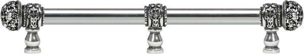 Juliane Grace 12'' cc with 5/8'' smooth center long pull & center brace small finial with clear Swarovski crystals in Chalice. 5707-9C