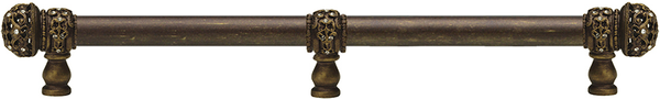 Juliane Grace 22'' cc with 5/8'' smooth center long pull & center brace small finial with clear Swarovski crystals in Antique Brass. 5709-3C