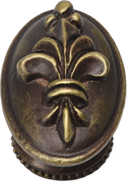 Charlemagne oval knob in Antique Brass. 588-3