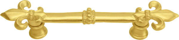 Charlemagne 3'' cc pull with large Fleur De Lys in Gilded Mercury. 598-8