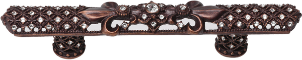 Versailles 7630-22C Oil Rub Bronze 4'' cc large pull Fleur De Lys w/ Swarovski Crystals and decorative column feet 7630-22C