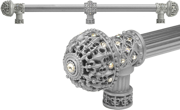 Versailles 7664-23AB Chrysalis Fleur De Lys 22'' cc long pull large finial w/ Swarovski Crystals w/ 5/8'' smooth center w/ center brace 7664-23AB