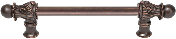 Acanthus 6'' cc with 1/2'' round smooth bar long pull Romanesque style 821S-22