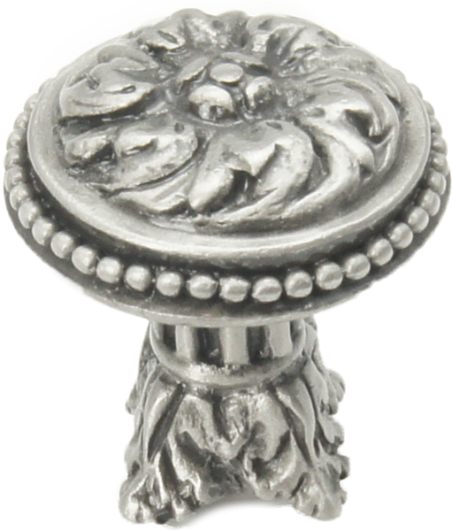 Acanthus & beaded large knob with column base Rosette style in Satin. 851-11
