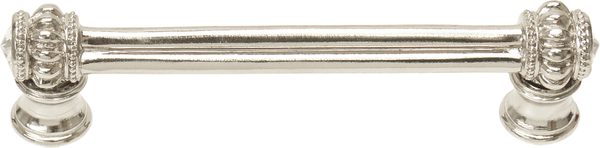 Caché double 4'' cc pull with flared foot with 2 rivoli Swarovski Clear Crystals in Platinum. 862B-24C